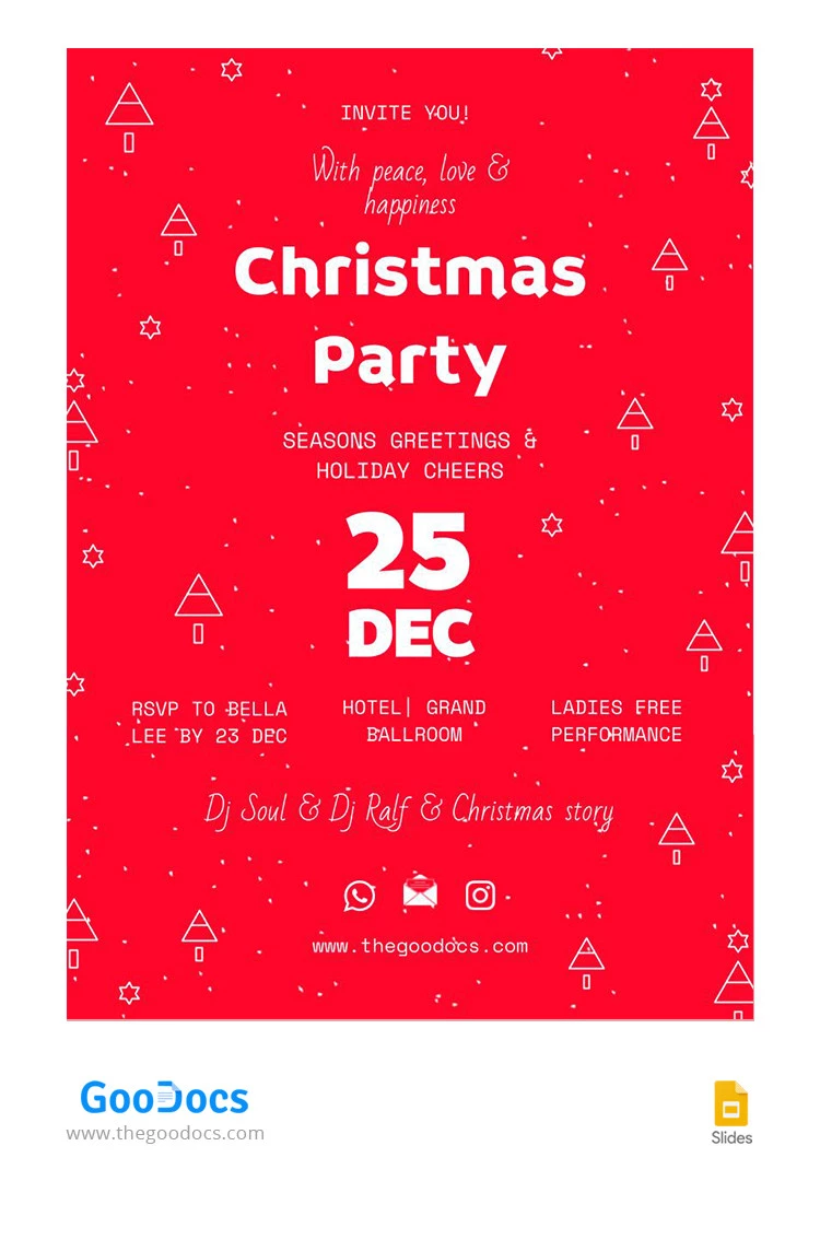 Convite para Festa de Natal Vermelha - free Google Docs Template - 10066193