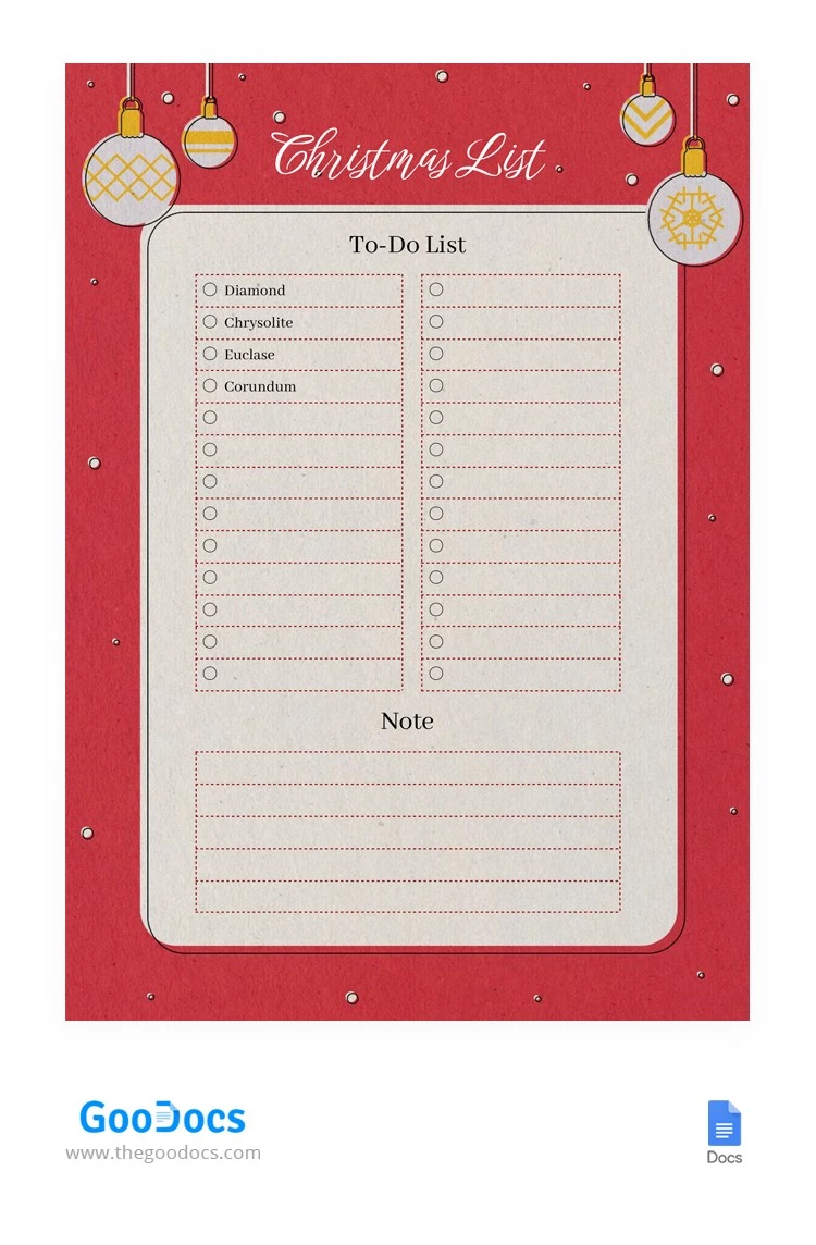 Elenco delle cose da fare di Natale rosso. - free Google Docs Template - 10064980