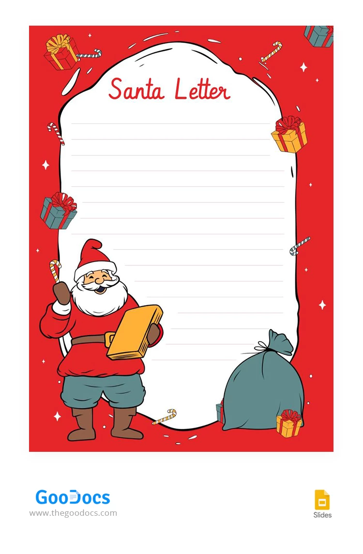 Roter niedlicher Weihnachtsmann-Brief - free Google Docs Template - 10067499