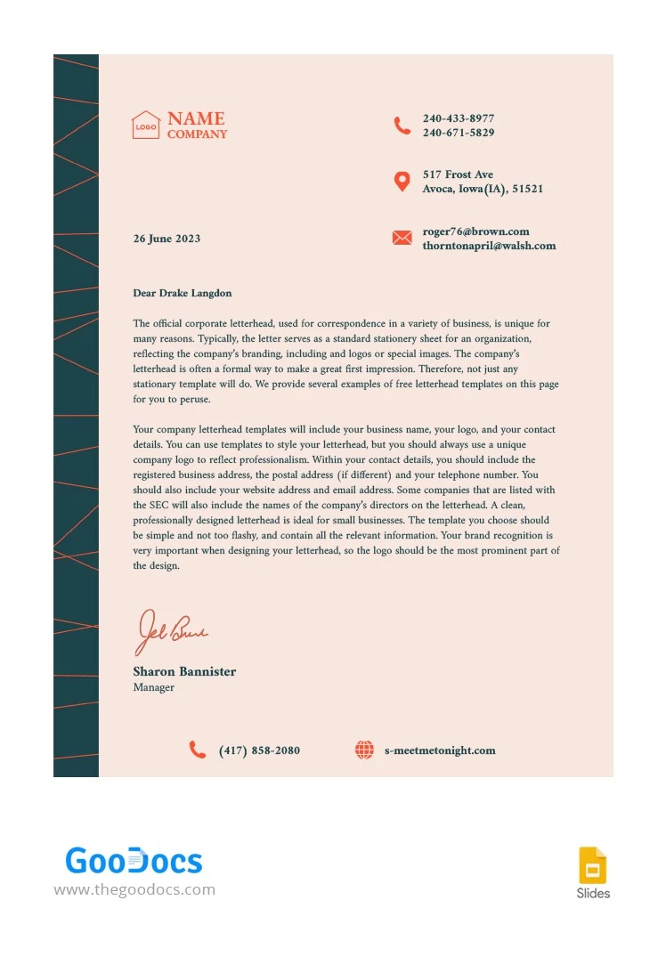 Red-Green Letterhead - free Google Docs Template - 10064172