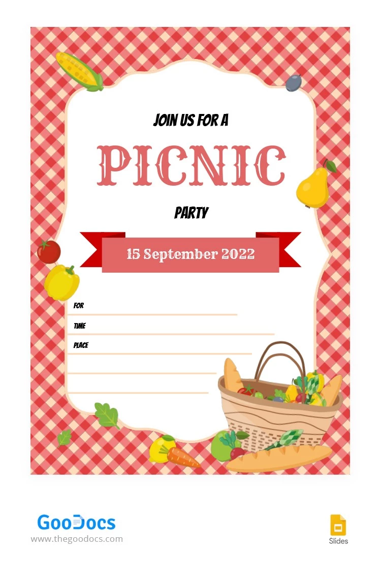 Invitación roja para picnic. - free Google Docs Template - 10064542