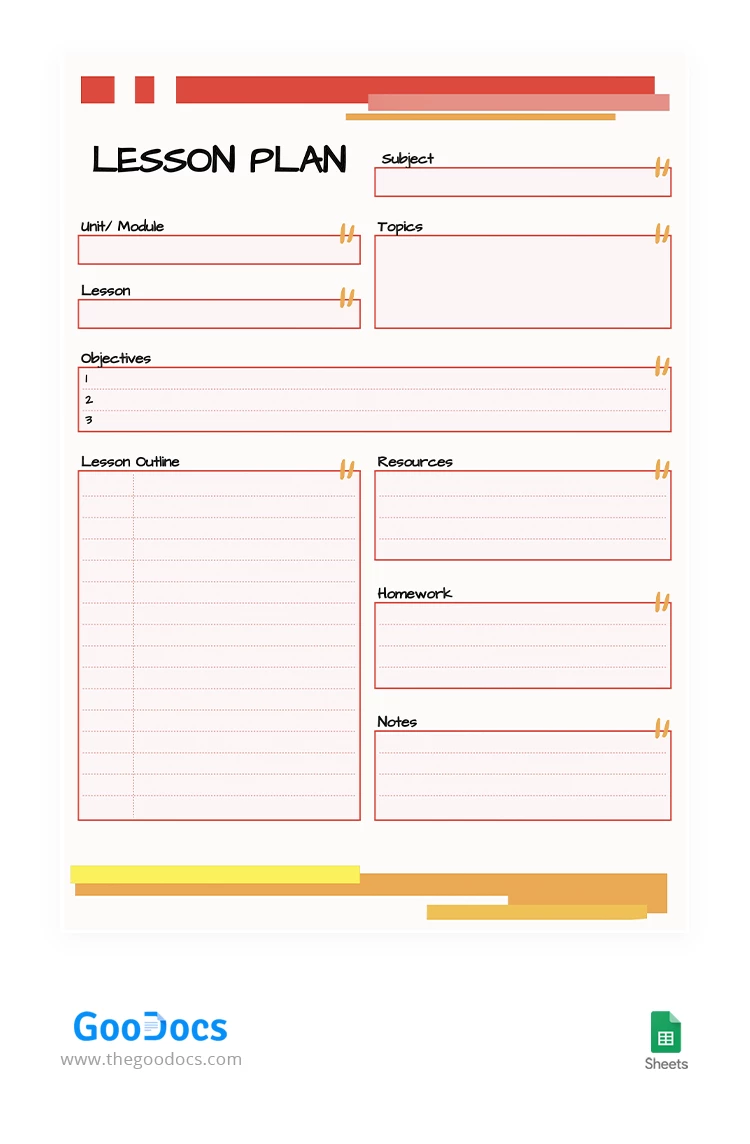 Red Lesson Plan - free Google Docs Template - 10064062
