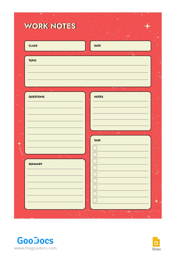 Notas de trabajo en rojo - free Google Docs Template - 10067703