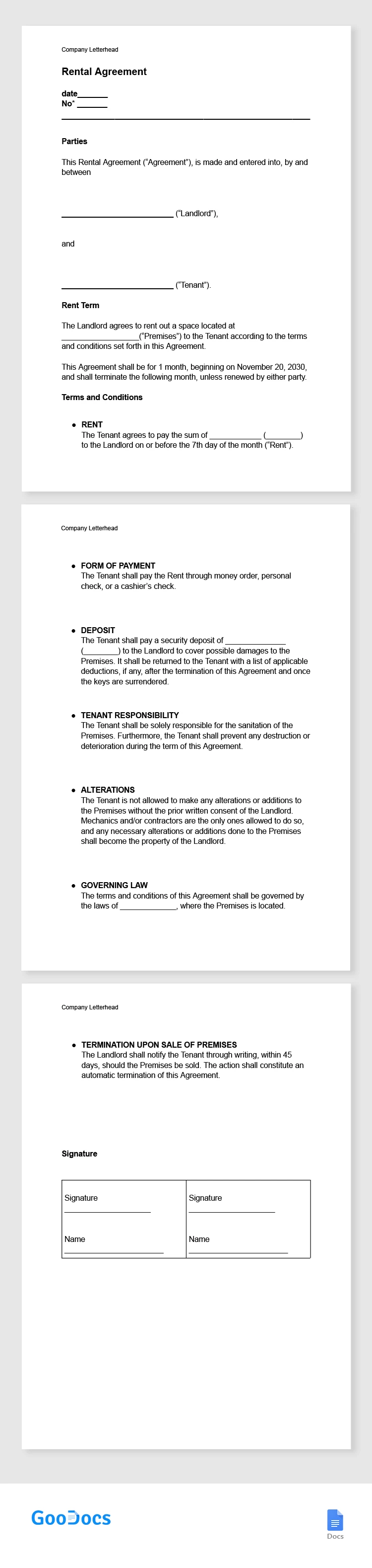 Rental Agreement - free Google Docs Template - 10065348