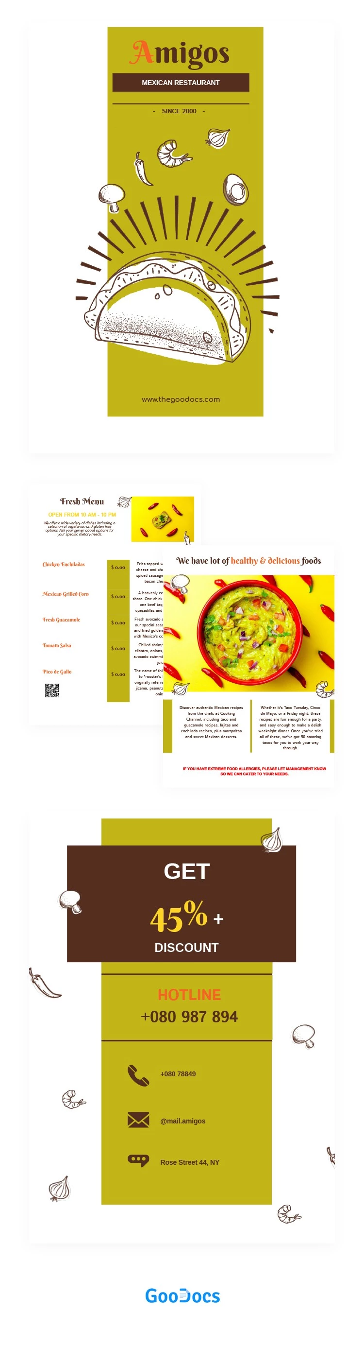 Mexikanische Restaurant Broschüre - free Google Docs Template - 10061949