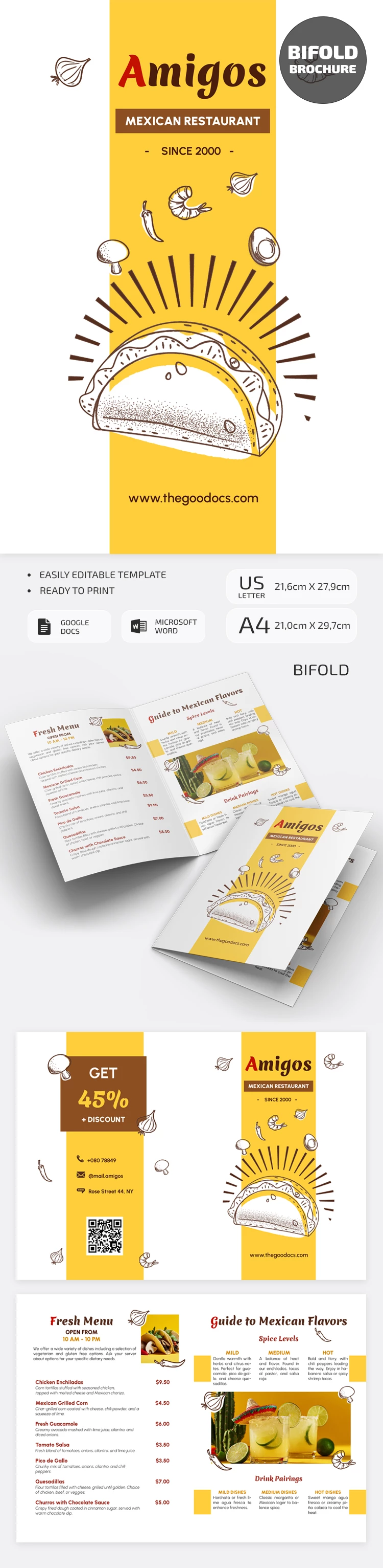 Mexikanische Restaurant Broschüre - free Google Docs Template - 10061949