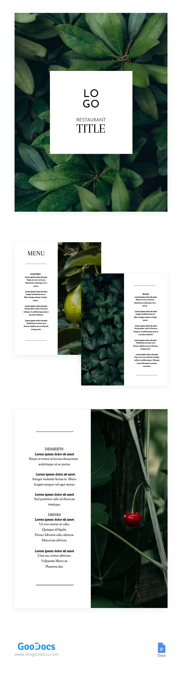 Grand menu de restaurant - free Google Docs Template - 10062460