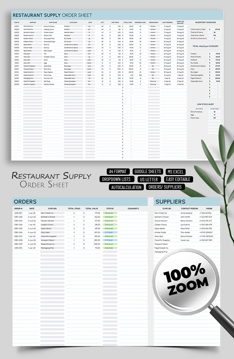 Plantilla de hoja de pedido de suministros para restaurante - free Google Docs Template - 10071471 Plantilla de hoja de pedido de suministros para restaurante - free Google Docs Template - 10071471