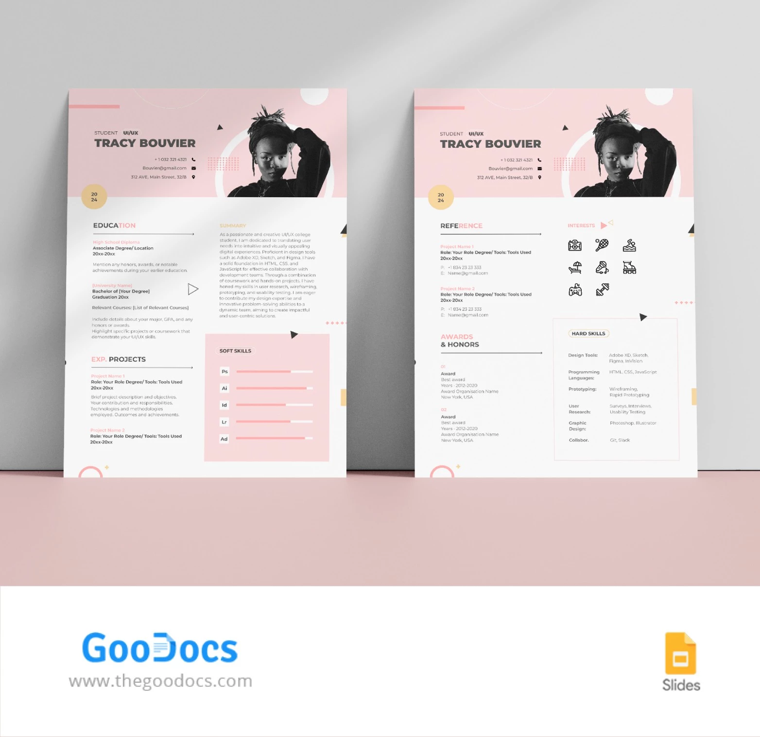 Étudiant(e) universitaire en rose CV - free Google Docs Template - 10068071