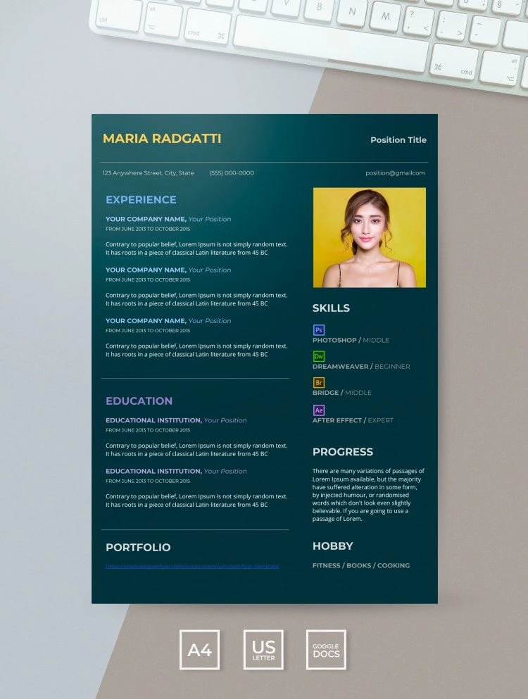 Blue Designer Resume - free Google Docs Template - 10061510