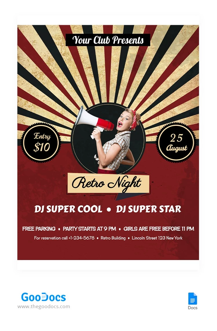 Retro Party Flyer - free Google Docs Template - 10064600