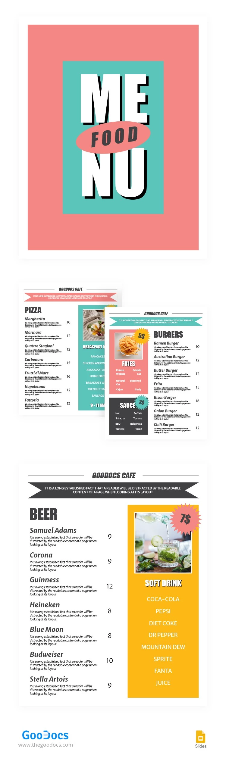 Retro Restaurant Menu - free Google Docs Template - 10063925