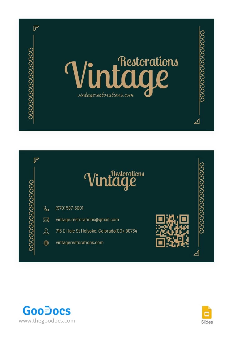 Cartão de visita de luxo vintage - free Google Docs Template - 10064713