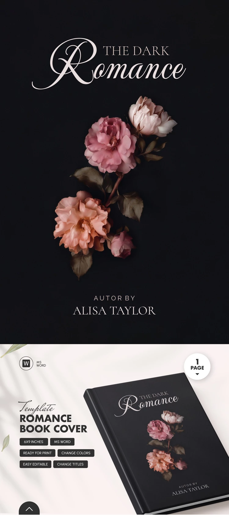 Preview of Romance Book Cover Template for Google Docs and Microsoft Word