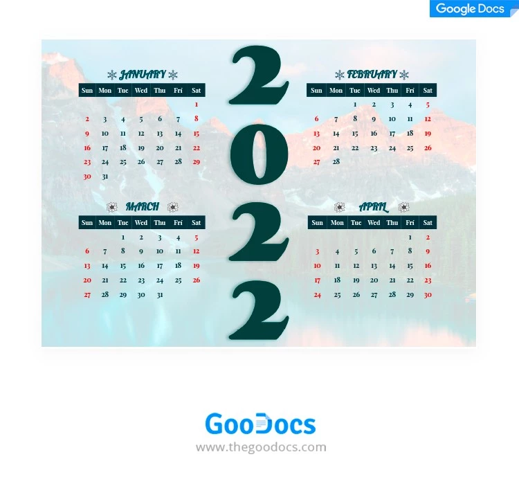 Romantic Calendar - free Google Docs Template - 10061987