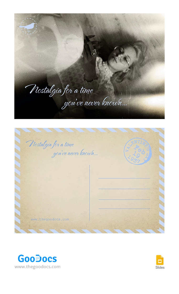 Tarjeta postal romántica antigua - free Google Docs Template - 10065411