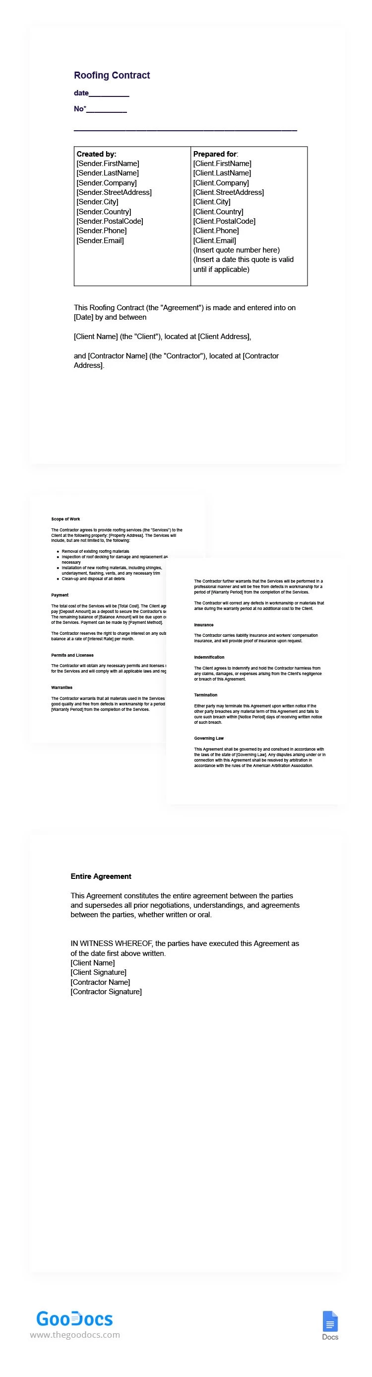 Roofing Contract - free Google Docs Template - 10065726