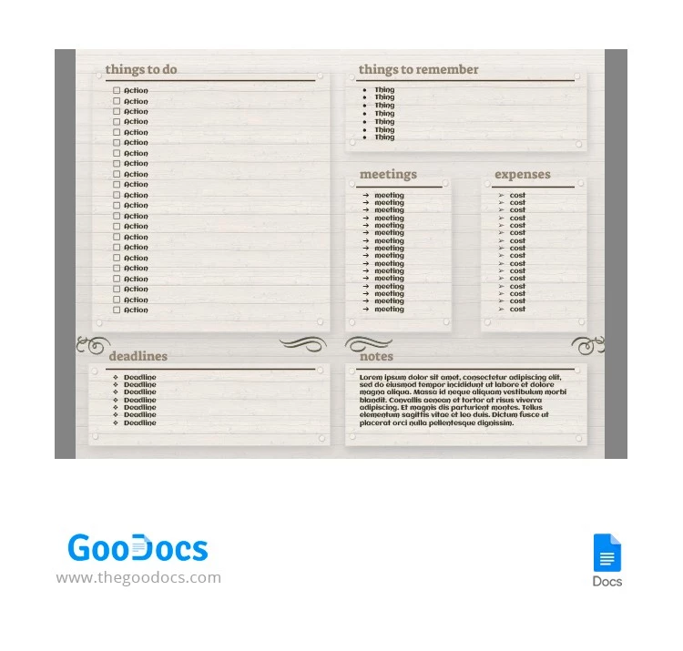 Pianificatore giornaliero rustico - free Google Docs Template - 10062150