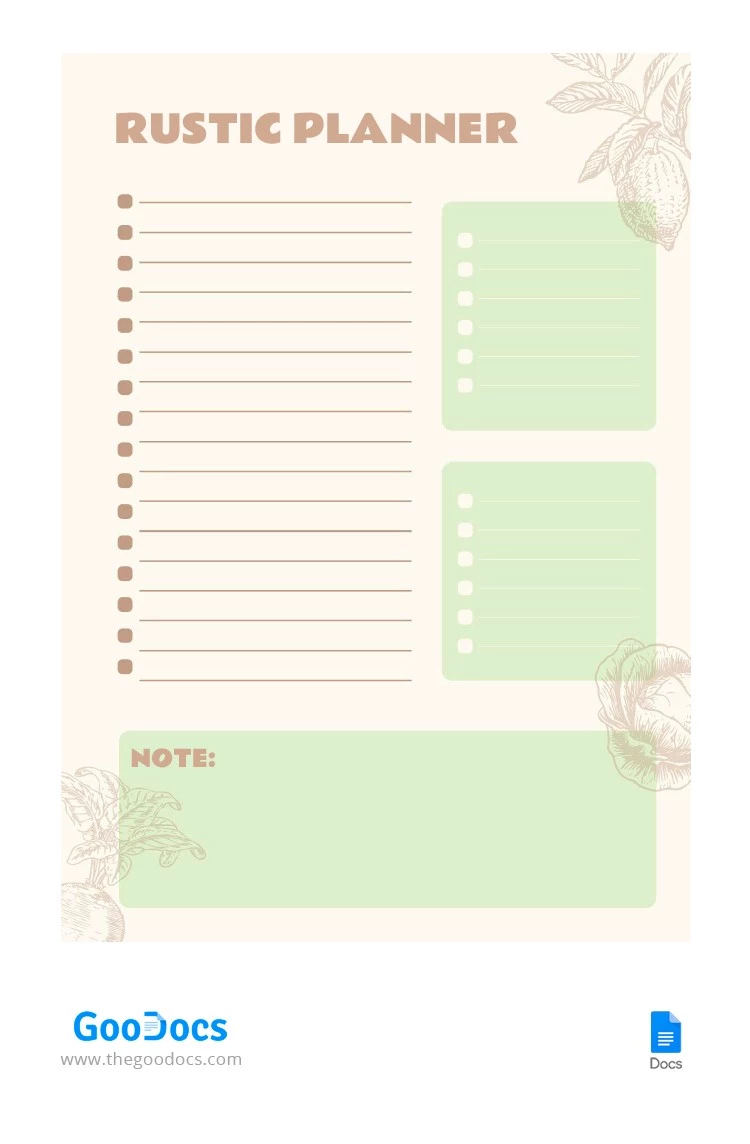 Rustic Planner - free Google Docs Template - 10065871