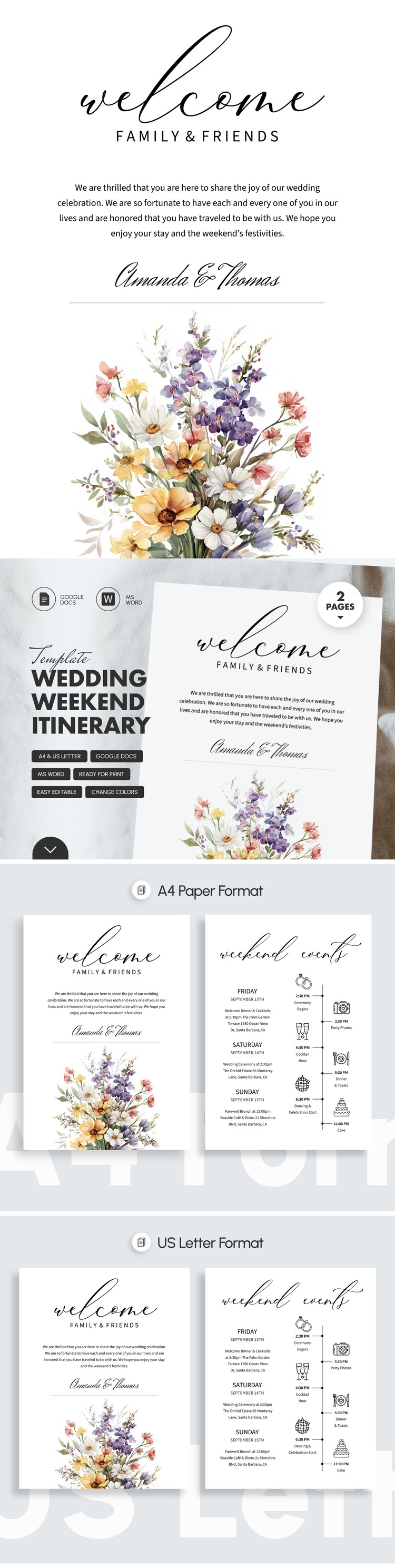 💍 Plantillas gratuitas de itinerario de boda | thegoodocs.com, image size:750x2976