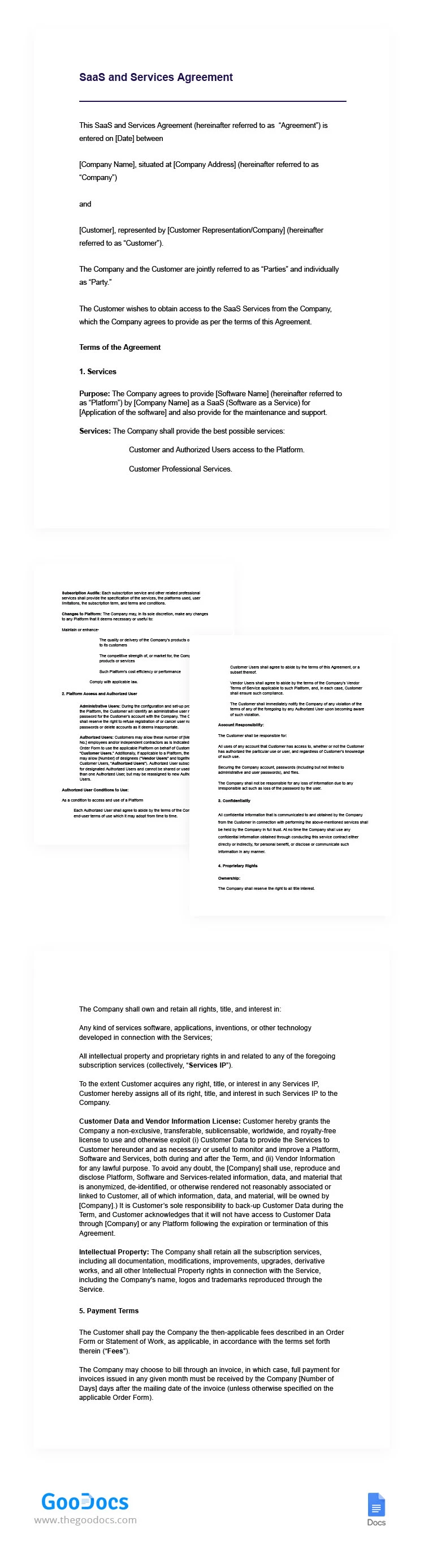 SaaS Service Agreement - free Google Docs Template - 10066525