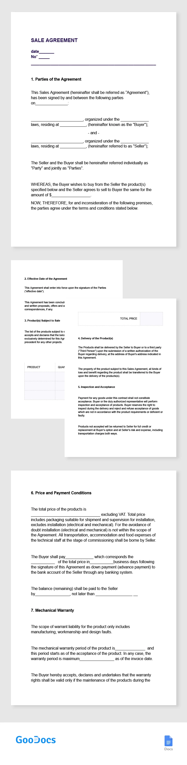 Sale Agreement - free Google Docs Template - 10065349