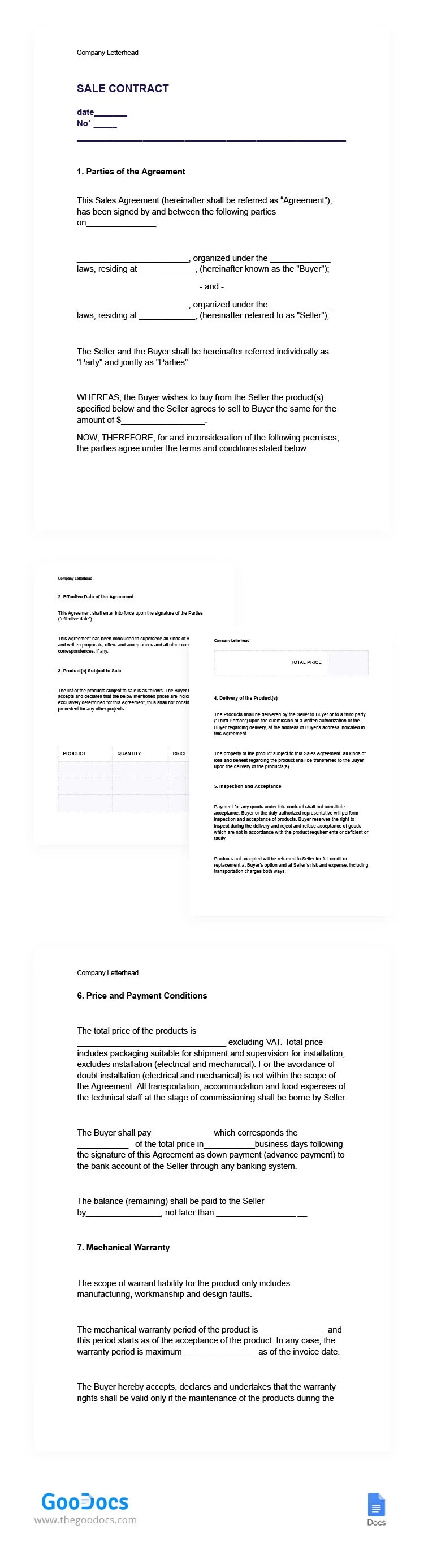 Contrat de vente - free Google Docs Template - 10065731