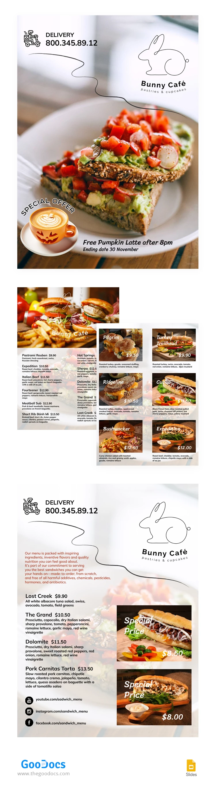 Menu Sandwich Lapin - free Google Docs Template - 10067361