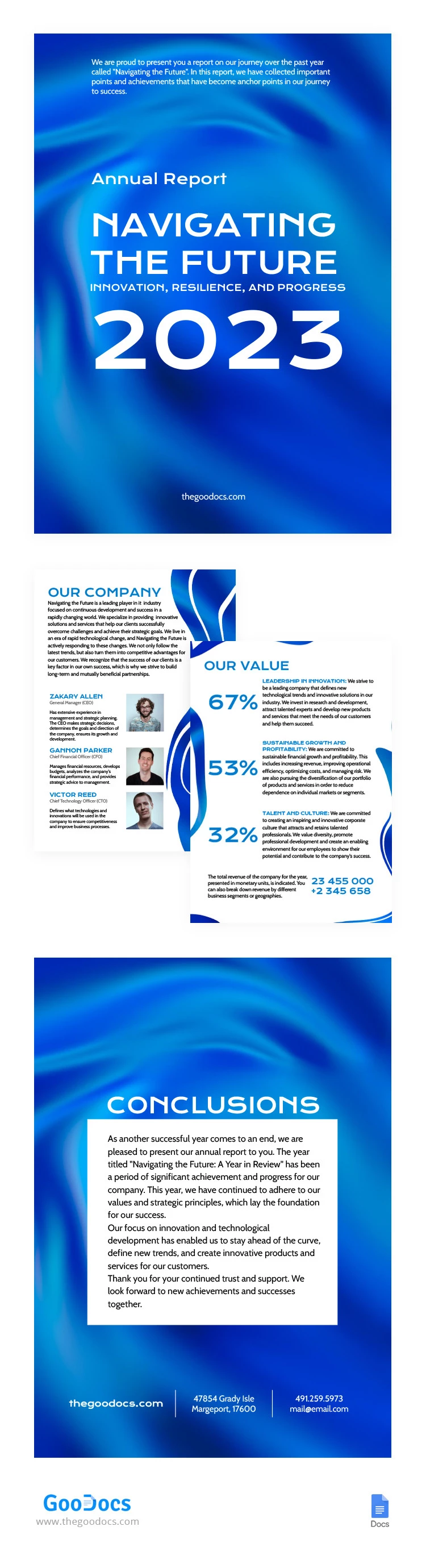 Satin Blue and Airy Annual Report - free Google Docs Template - 10066348