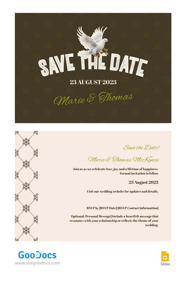 Save the date Dove PostCards - free Google Docs Template - 10066660