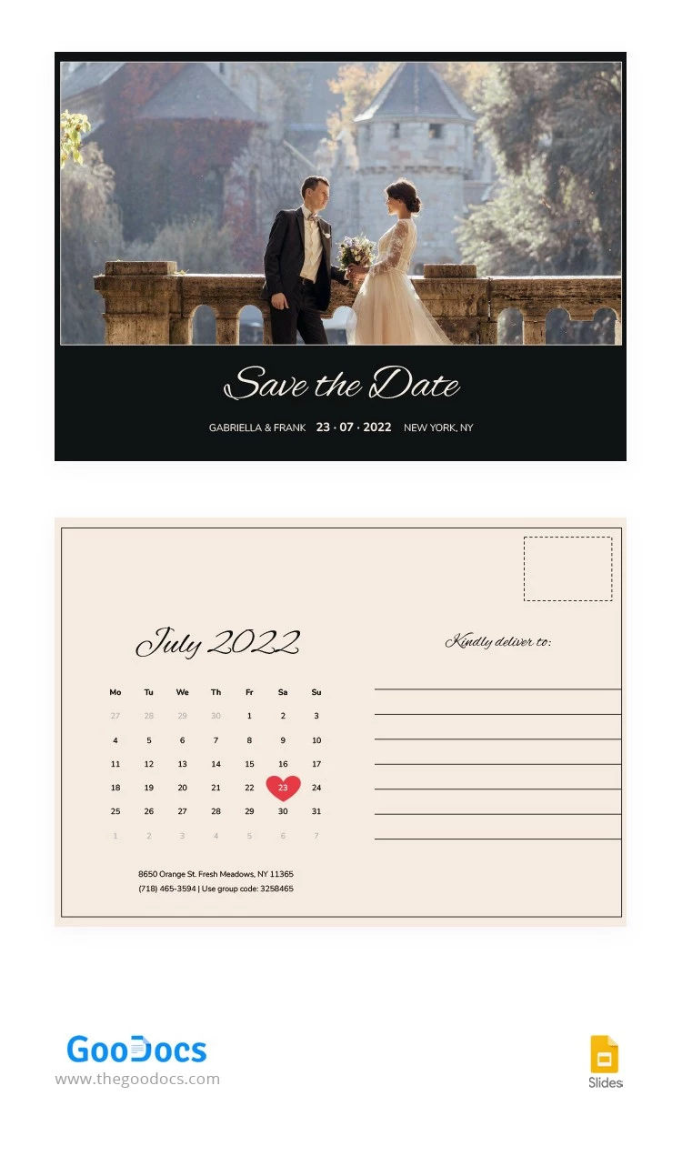 Speichern Sie das Datum Elegante Postkarte. - free Google Docs Template - 10064282