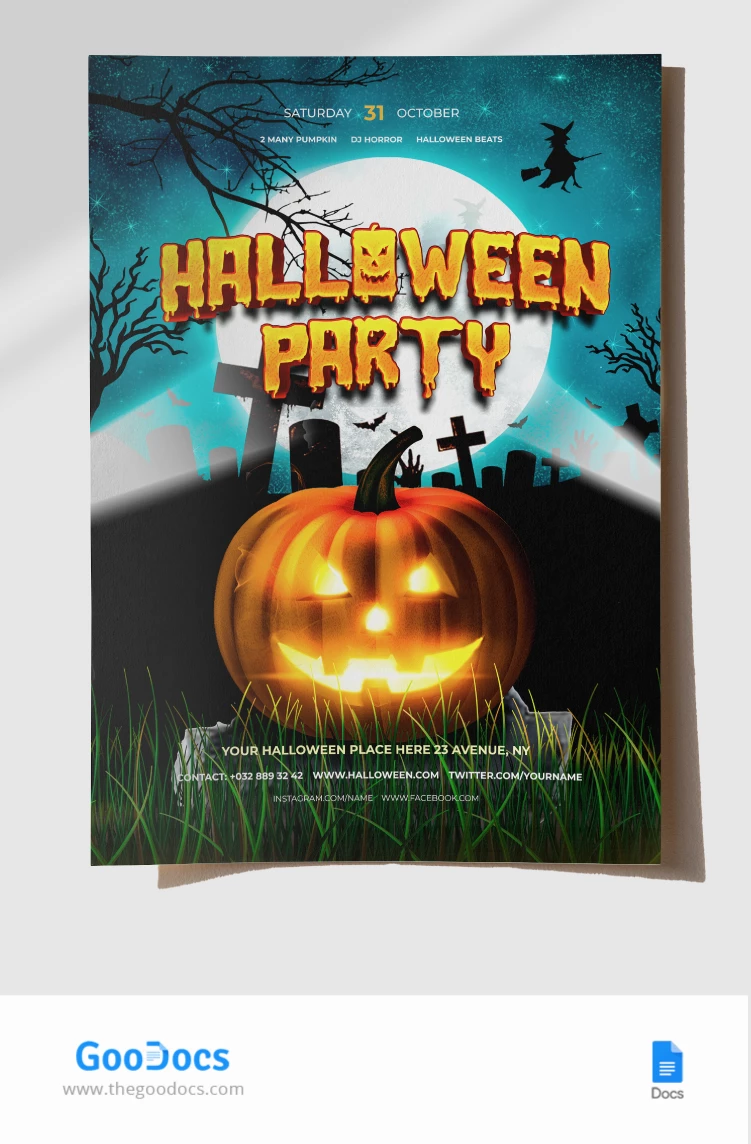 Convite assustador de Halloween - free Google Docs Template - 10066711