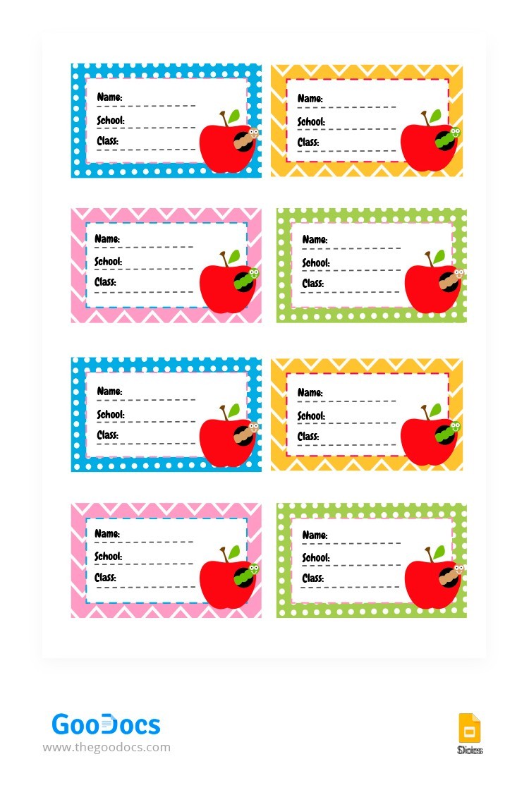 Free School Book Label Template In Google Slides