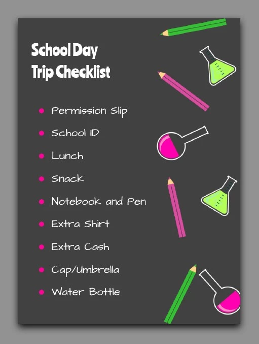 School Day Trip Checklist - free Google Docs Template - 10061745