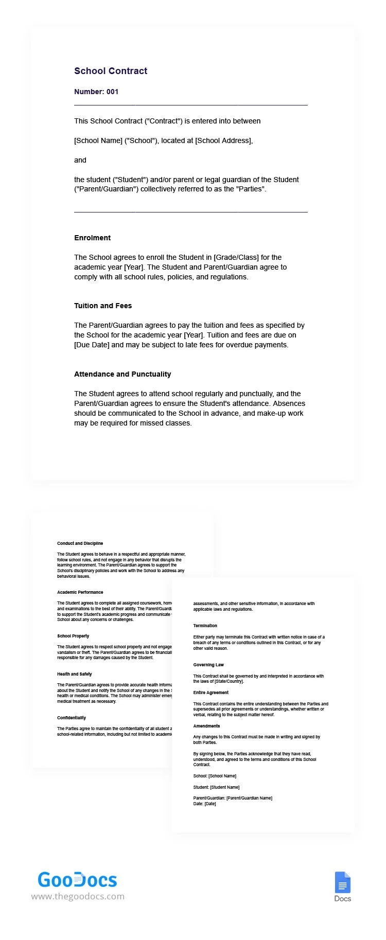 Schulvertrag - free Google Docs Template - 10065850