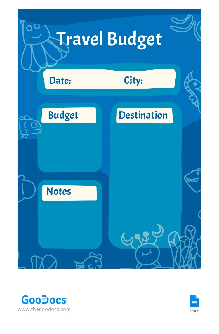 Budget di viaggio per il mare - free Google Docs Template - 10064364