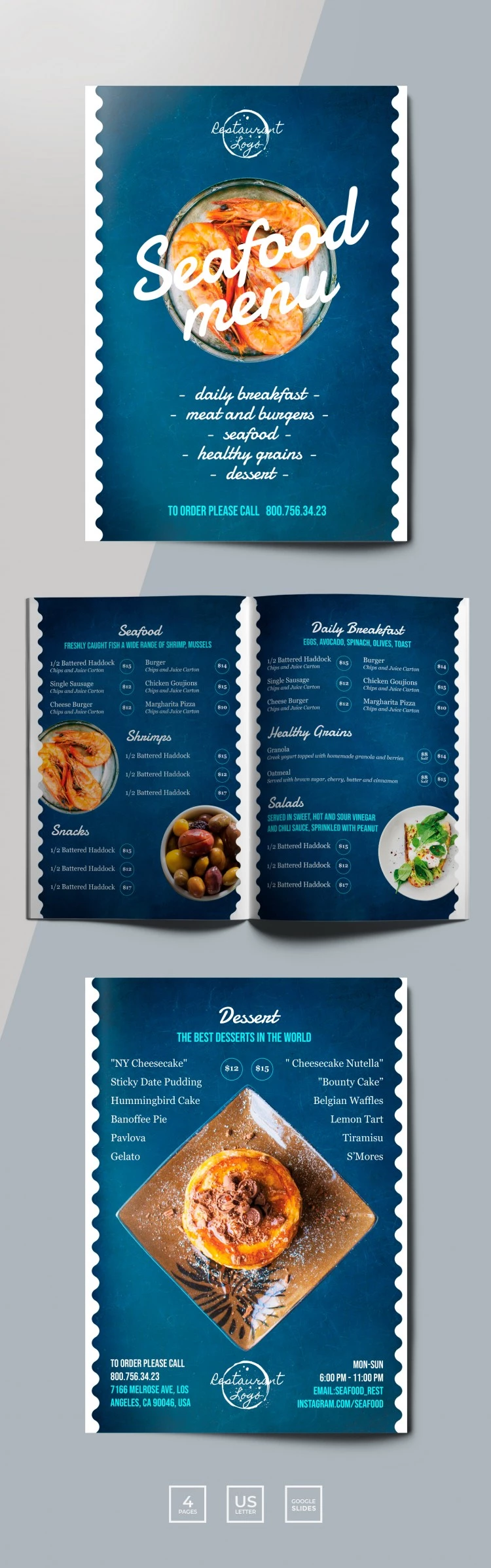 Seafood Restaurant Menu - free Google Docs Template - 10061688