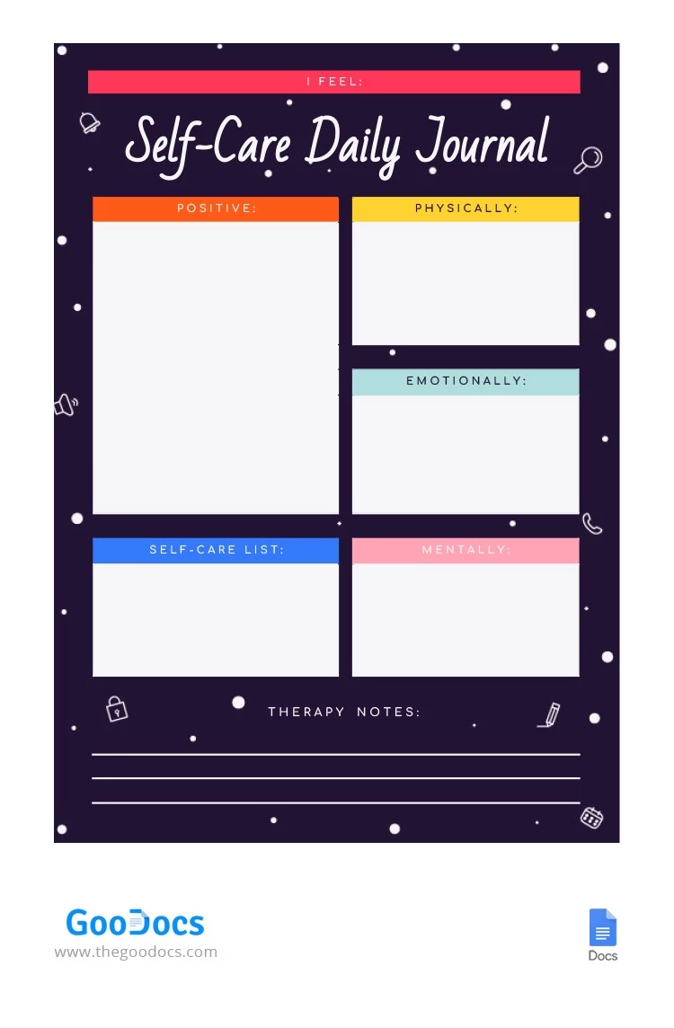 Self-Care Daily Journal - free Google Docs Template - 10063998