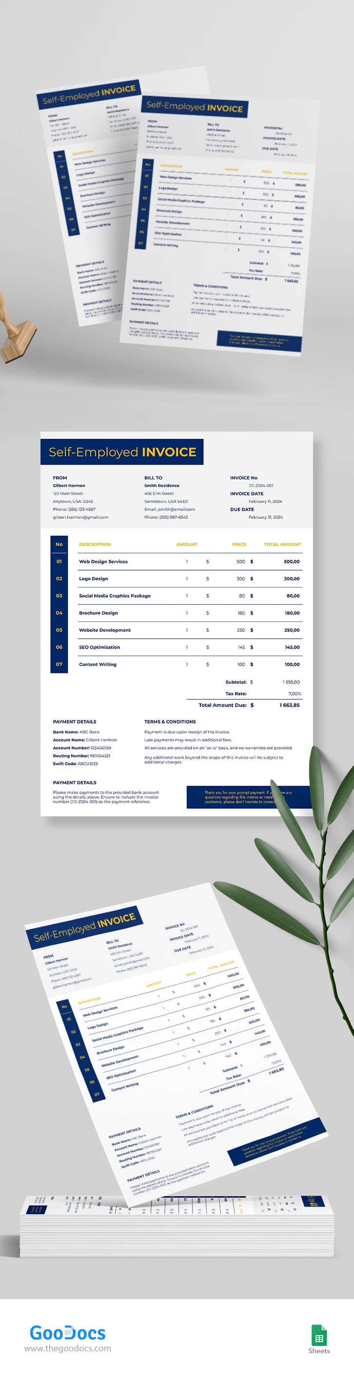 Freiberufler Rechnung - free Google Docs Template - 10068085