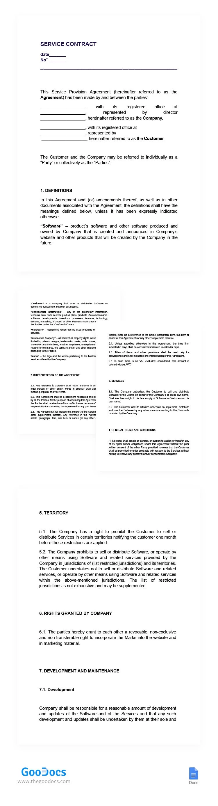 Contrato de Serviço - free Google Docs Template - 10065732