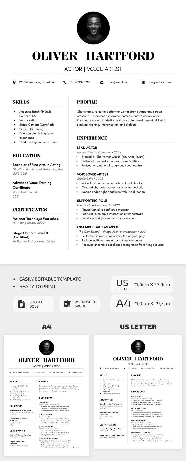 Simple Actor Resume Template - free Google Docs Template - 10071436 Simple Actor Resume Template - free Google Docs Template - 10071436