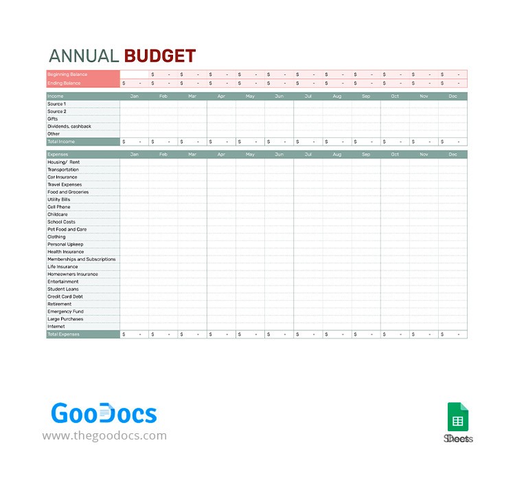 Modèle De Planificateur De Budget Mensuel Pour Impression Feuille De Calcul  De Planificateur De Budget Imprimable Au Format A4