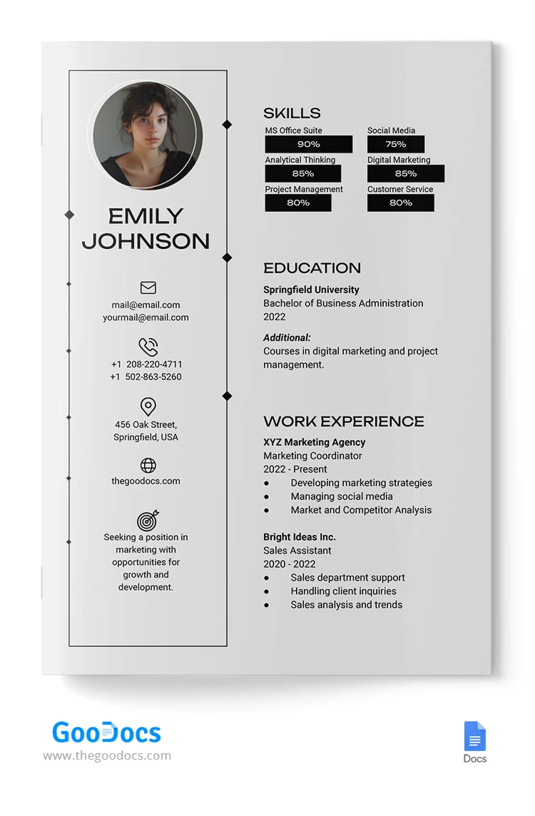 Curriculum vitae simple de base - free Google Docs Template - 10067891