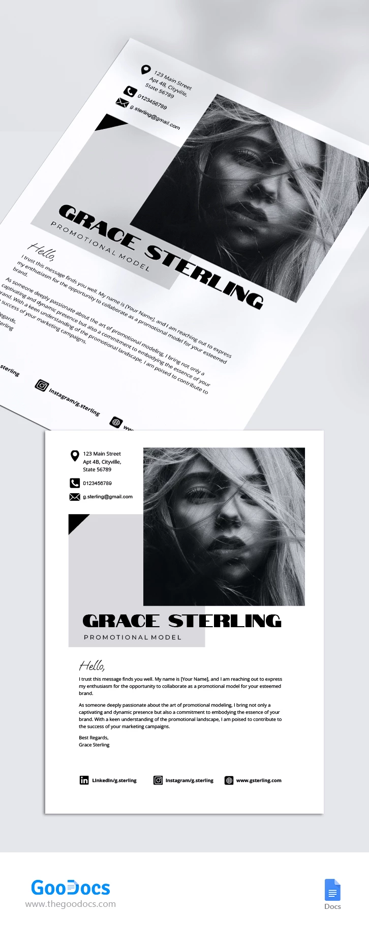 Simple Black and White Cover Letter - free Google Docs Template - 10067887