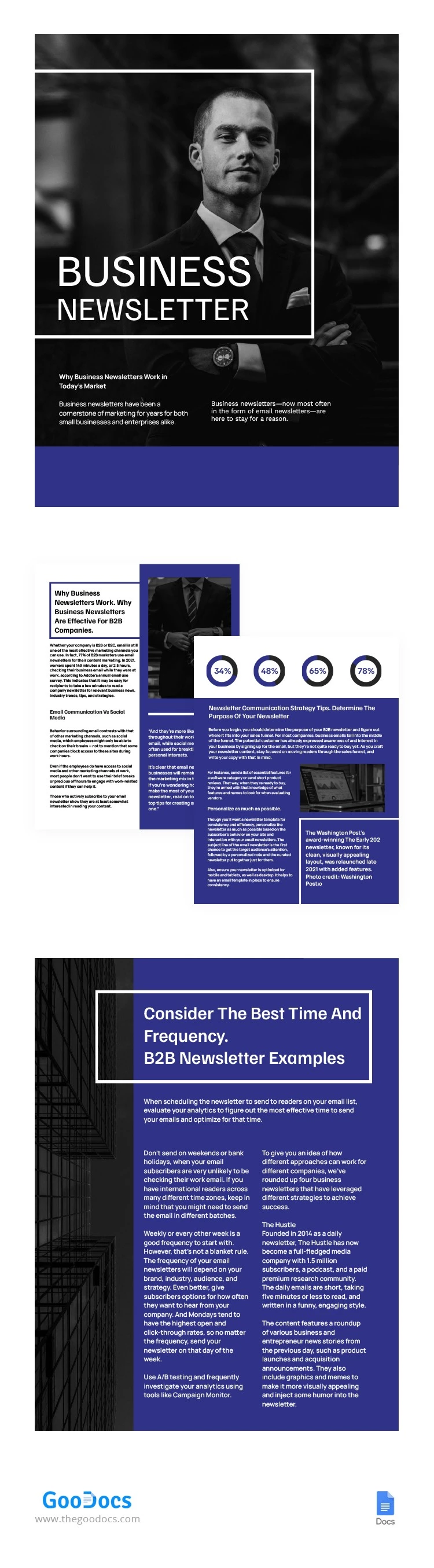 Boletín empresarial sencillo en color azul. - free Google Docs Template - 10064844