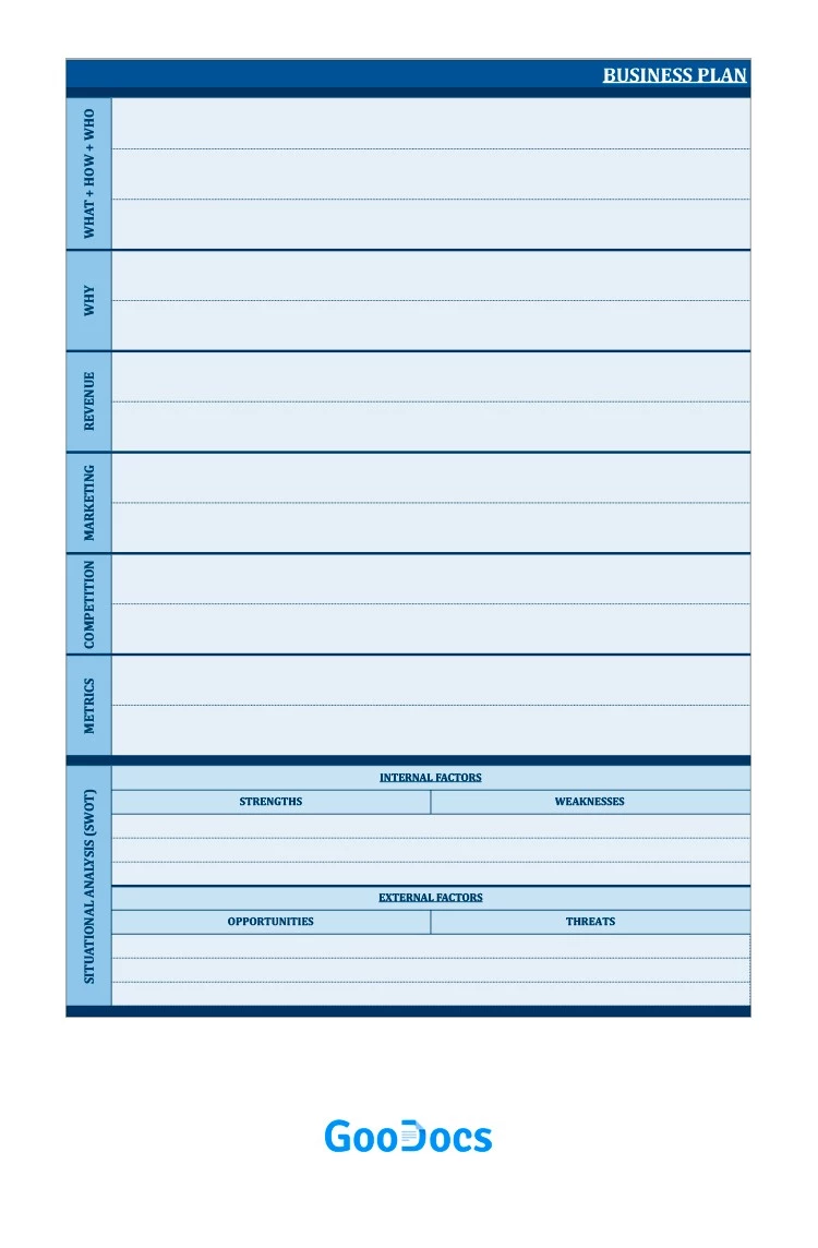 Plano de Negócios Simples - free Google Docs Template - 10061969