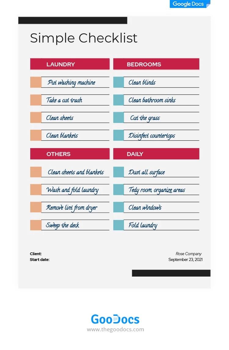 Simple Checklist - free Google Docs Template - 10062088
