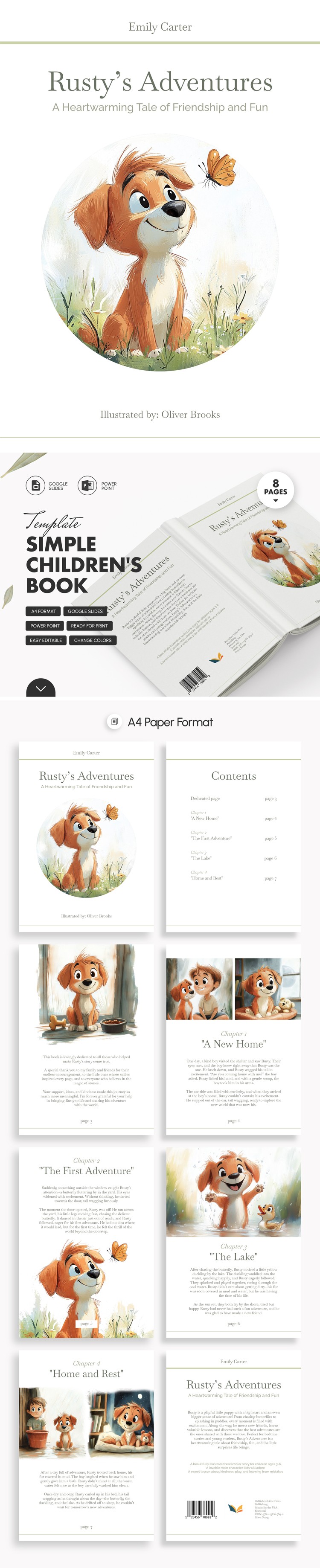 Plantillas gratuitas de libros para niños en Google Docs y Word |  thegoodocs.com, image size:750x3676