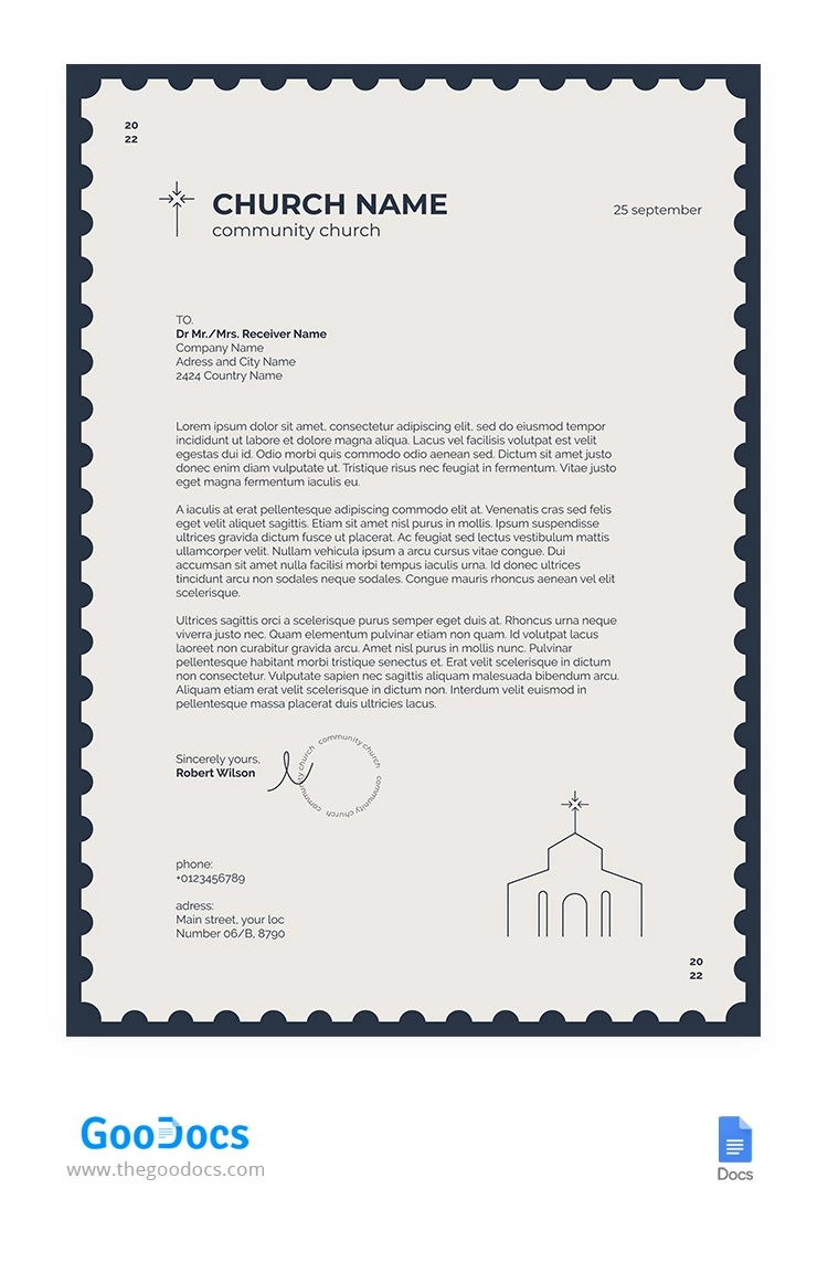 Simple Church Letterhead - free Google Docs Template - 10064636