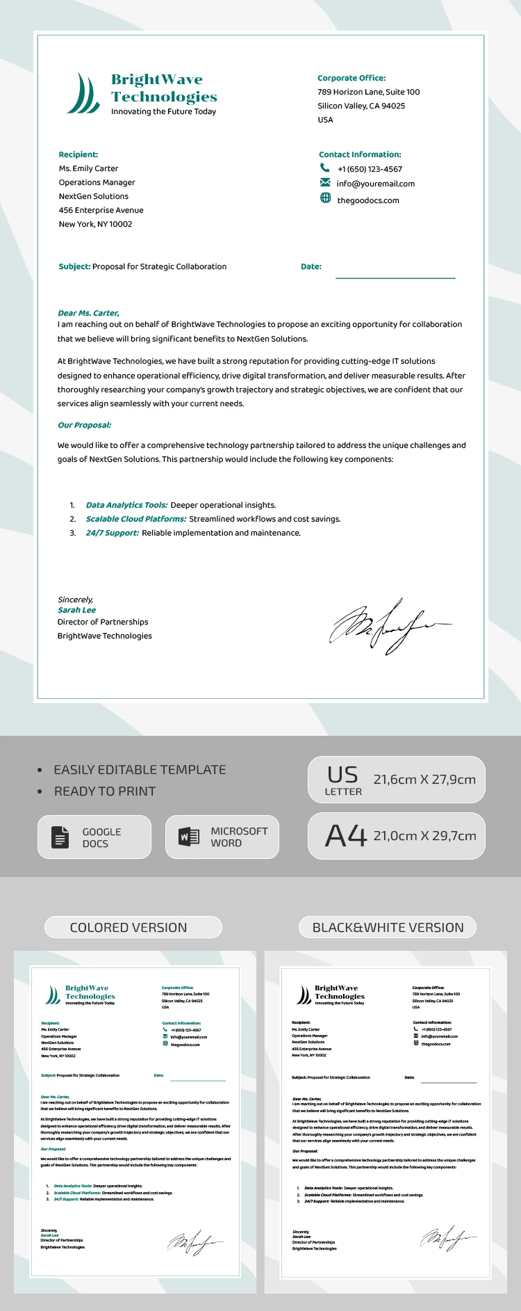 Simple Company Letterhead - free Google Docs Template - 10069735